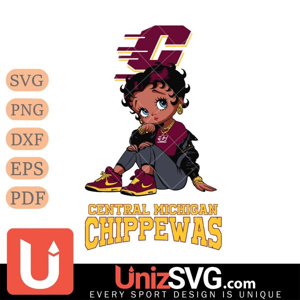 Central Michigan Chippewas Betty Boop Black