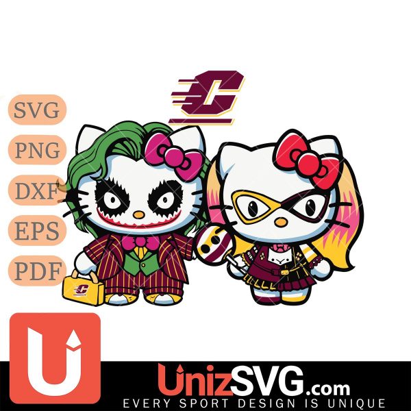 Central Michigan Chippewas Hello Kitty Joker x Harley Quinn Horror