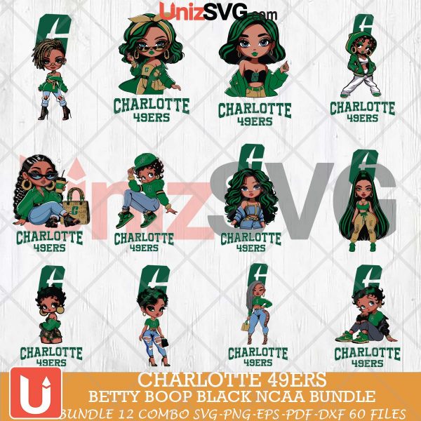 Charlotte 49ers Betty Boop Black NCAA bundle 12