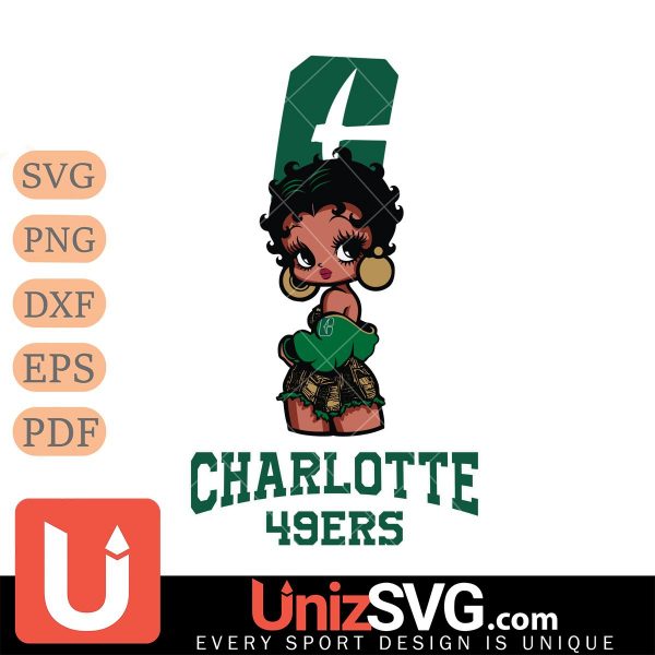 Charlotte 49ers Betty Boop Black Fan Girl