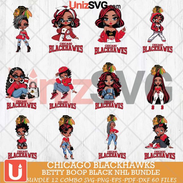 Chicago Blackhawks Betty Boop Black NHL bundle 12