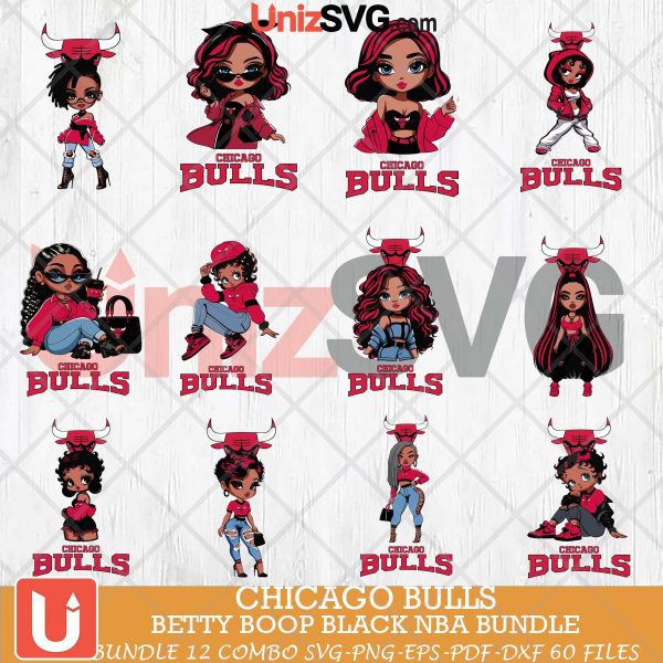 Chicago Bulls Betty Boop Black NBA bundle 12