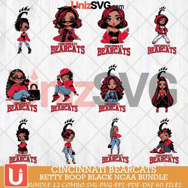 Cincinnati Bearcats Betty Boop Black NCAA bundle 12