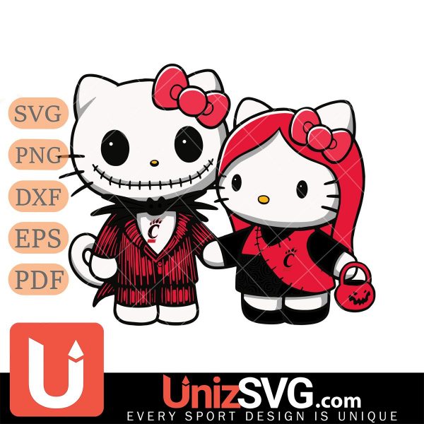 Cincinnati Bearcats Hello Kitty Skellington & Sally Horror