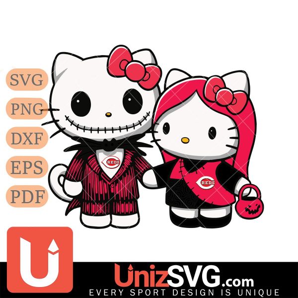 Cincinnati Reds Hello Kitty Skellington & Sally Horror