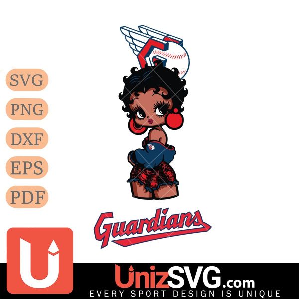 Cleveland Guardians Betty Boop Black Fan Girl