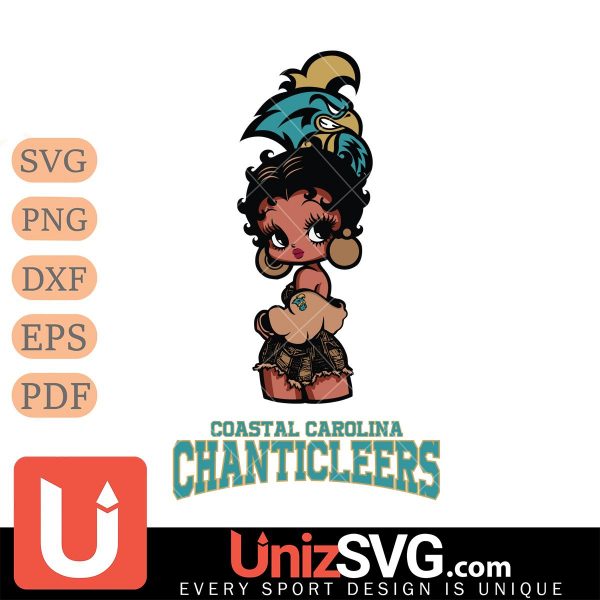 Coastal Carolina Chanticleers Betty Boop Black Fan Girl