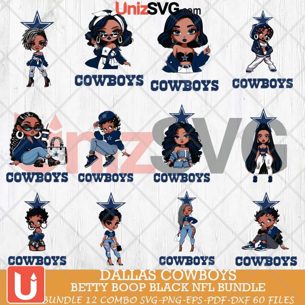 Dallas Cowboys Betty Boop Black NFL bundle 12