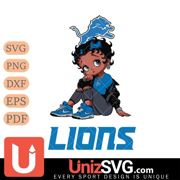 Detroit Lions Betty Boop Black