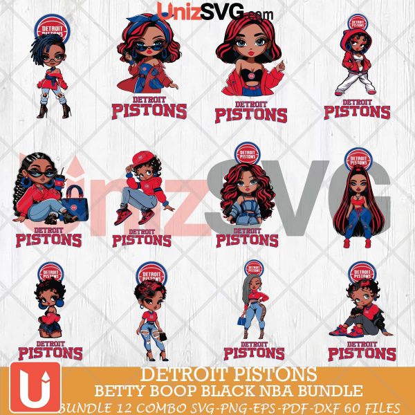 Detroit Pistons Betty Boop Black NBA bundle 12