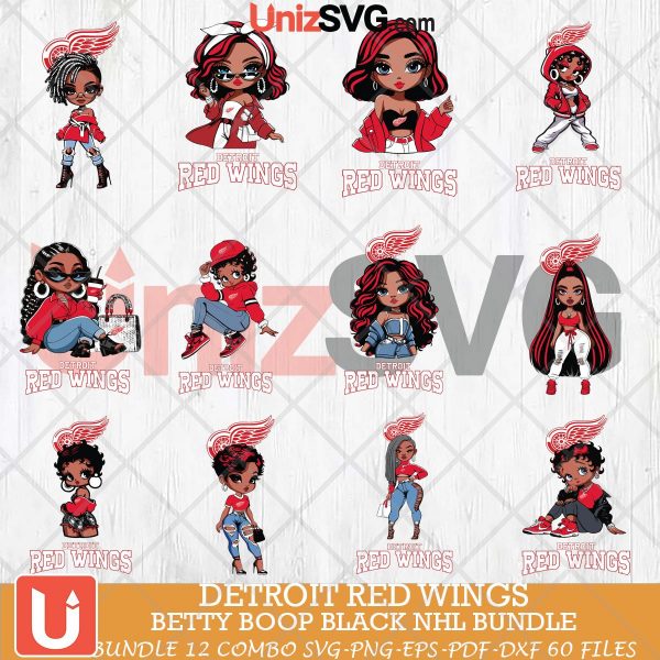 Detroit Red Wings Betty Boop Black NHL bundle 12