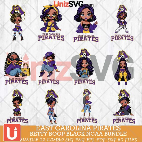 East Carolina Pirates Betty Boop Black NCAA bundle 12