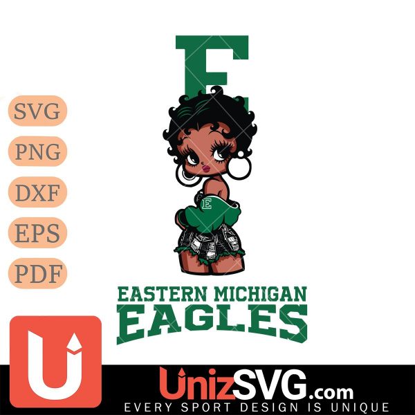 Eastern Michigan Eagles Betty Boop Black Fan Girl