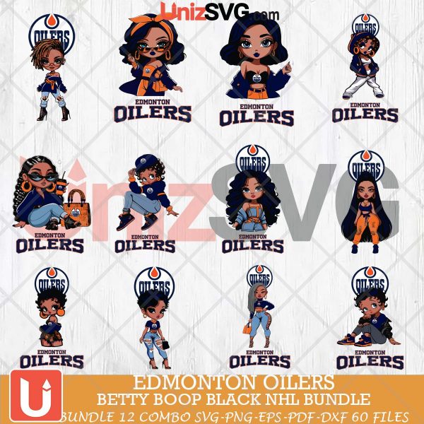 Edmonton Oilers Betty Boop Black NHL bundle 12