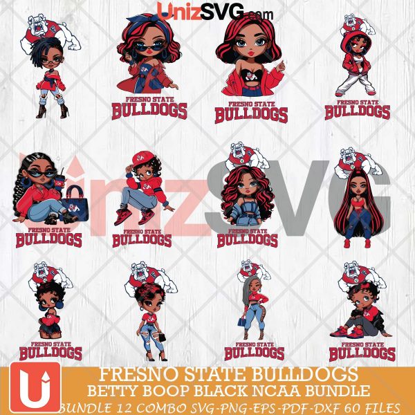 Fresno State Bulldogs Betty Boop Black NCAA bundle 12