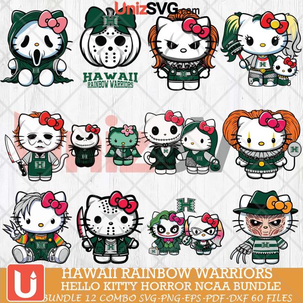 Hawaii Rainbow Warriors Hello Kitty Horror NCAA bundle 12