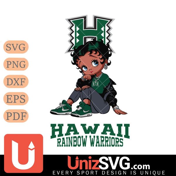 Hawaii Rainbow Warriors Betty Boop Black