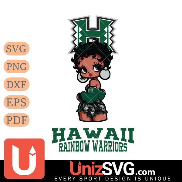 Hawaii Rainbow Warriors Betty Boop Black Fan Girl