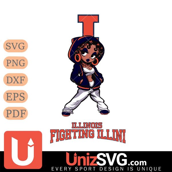 Illinois Fighting Illini Betty Boop Fan Girl