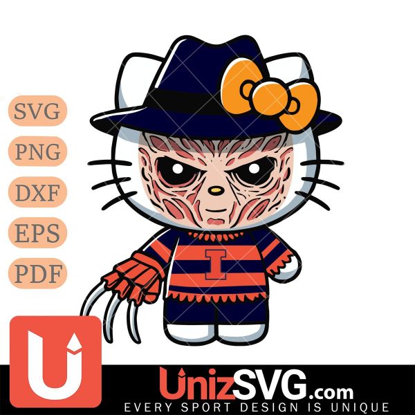 Illinois Fighting Illini Hello Kitty Deadpool & Wolverine Horror