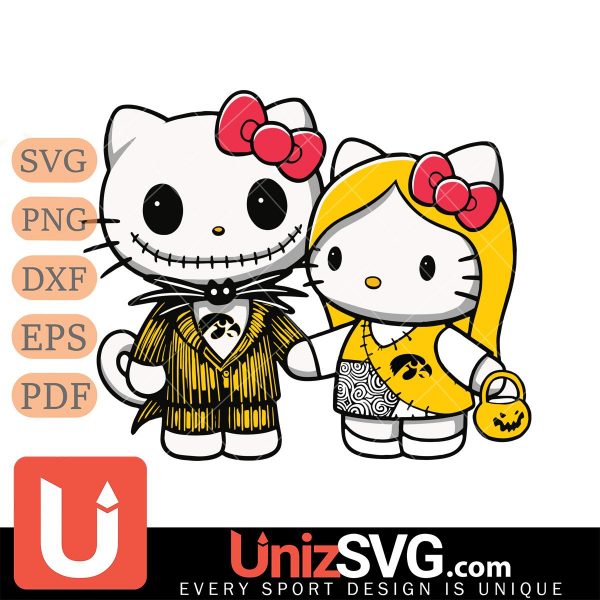 Iowa Hawkeyes Hello Kitty Skellington & Sally Horror