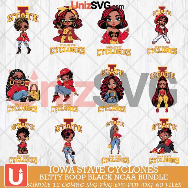 Iowa State Cyclones Betty Boop Black NCAA bundle 12