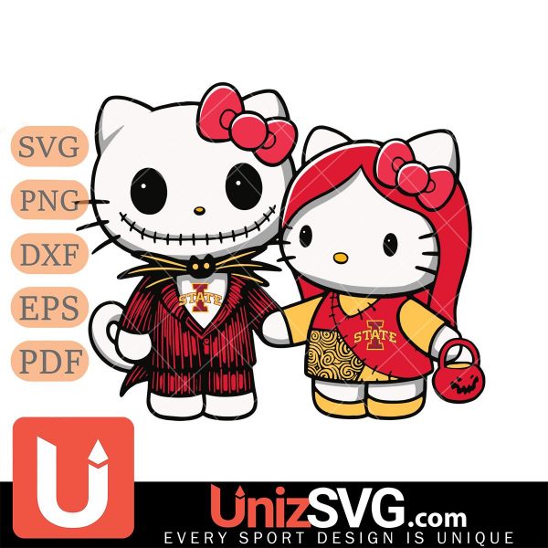 Iowa State Cyclones Hello Kitty Skellington & Sally Horror