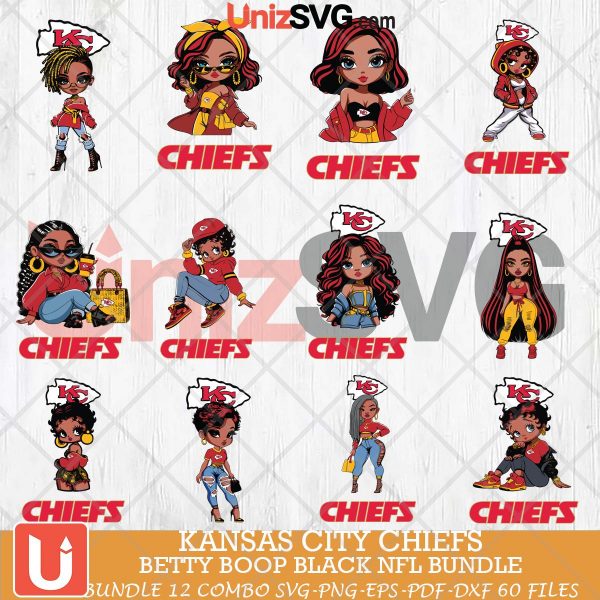 Kansas City Chiefs Betty Boop Black NFL bundle 12