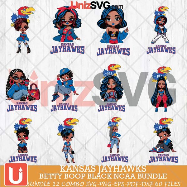 Kansas Jayhawks Betty Boop Black NCAA bundle 12