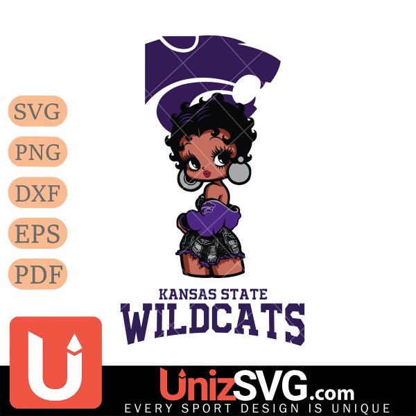 Kansas State Wildcats Betty Boop Black Fan Girl