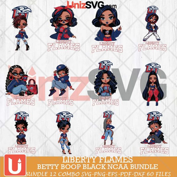 Liberty Flames Betty Boop Black NCAA bundle 12