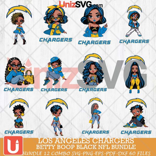 Los Angeles Chargers Betty Boop Black NFL bundle 12