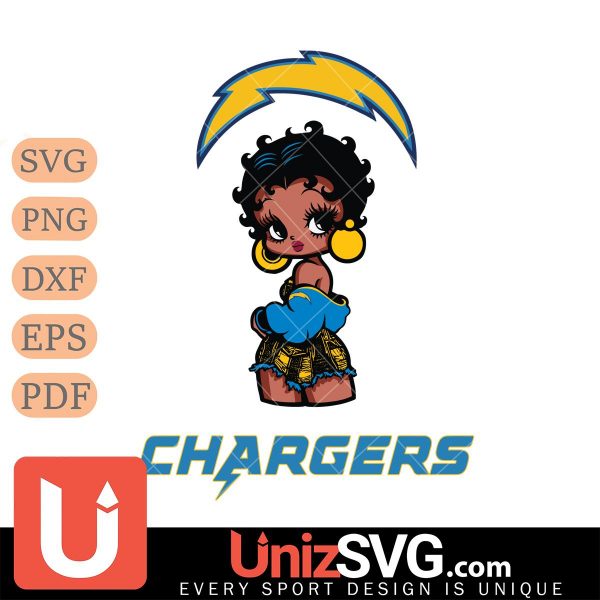 Los Angeles Chargers Betty Boop Black Fan Girl