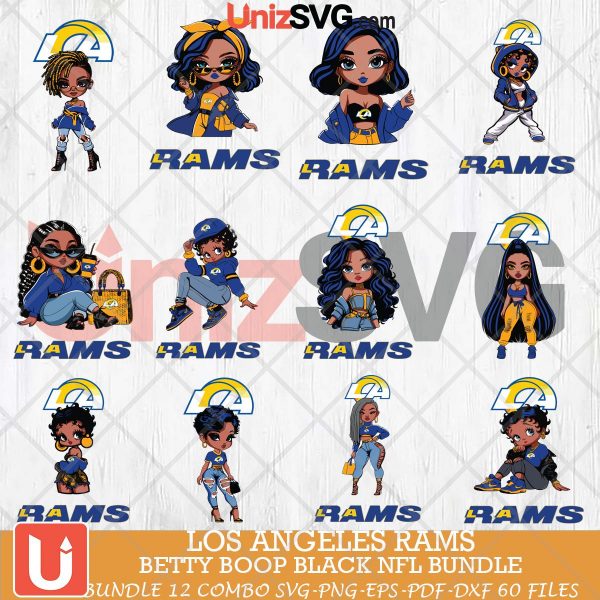 Los Angeles Rams Betty Boop Black NFL bundle 12