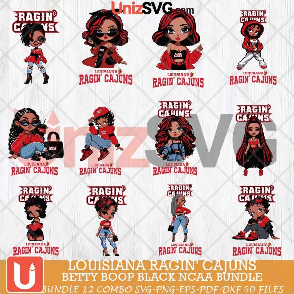 Louisiana Ragin' Cajuns Betty Boop Black NCAA bundle 12