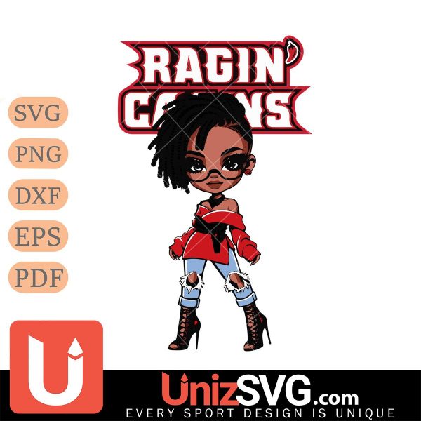 Louisiana Ragin' Cajuns Betty Boop Fan Girl black