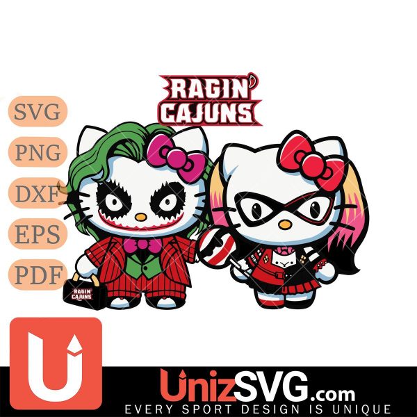 Louisiana Ragin' Cajuns Hello Kitty Joker x Harley Quinn Horror