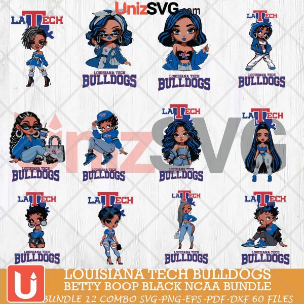 Louisiana Tech Bulldogs Betty Boop Black NCAA bundle 12