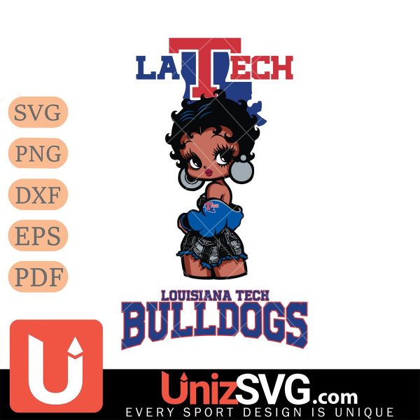 Louisiana Tech Bulldogs Betty Boop Black Fan Girl