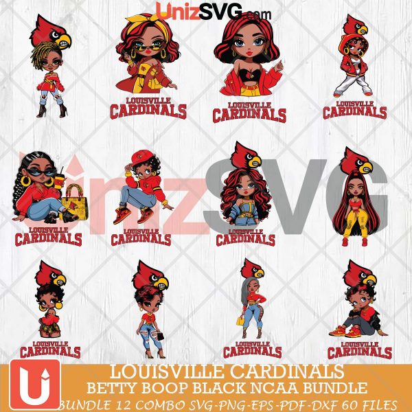 Louisville Cardinals Betty Boop Black NCAA bundle 12