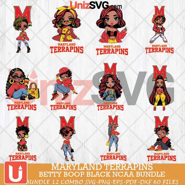 Maryland Terrapins Betty Boop Black NCAA bundle 12