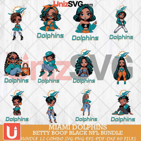 Miami Dolphins Betty Boop Black NFL bundle 12