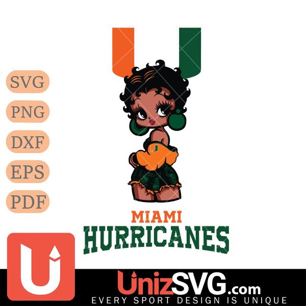 Miami Hurricanes Betty Boop Black Fan Girl