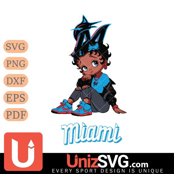 Miami Marlins Betty Boop Black