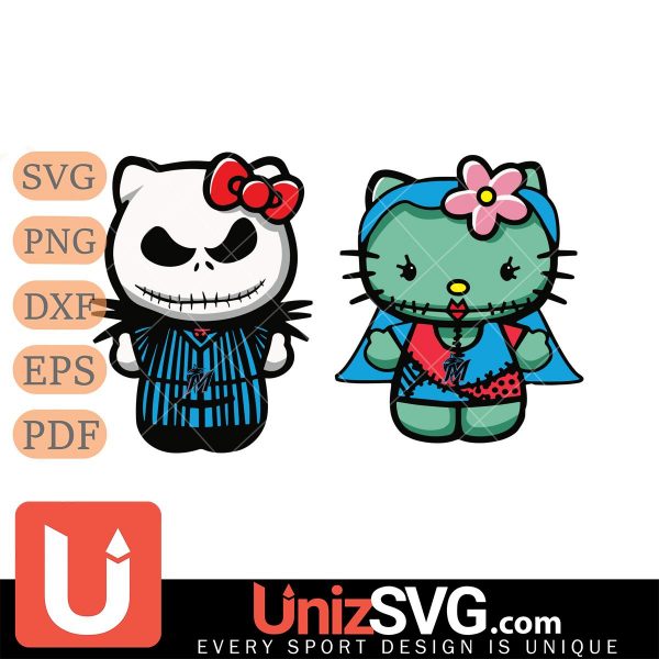 Miami Marlins Hello Kitty Jack Skellington & Sally Horror