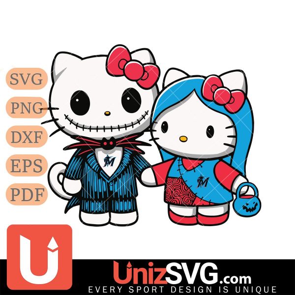 Miami Marlins Hello Kitty Skellington & Sally Horror