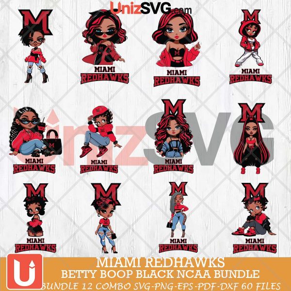 Miami RedHawks Betty Boop Black NCAA bundle 12