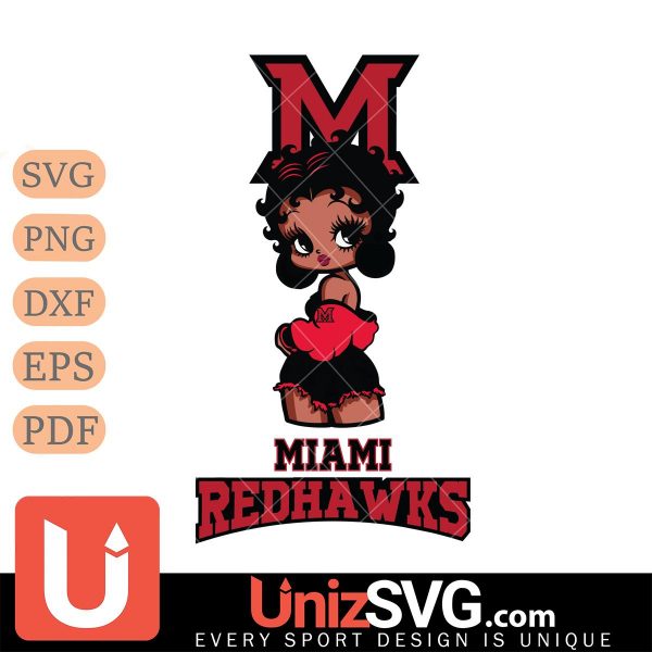 Miami RedHawks Betty Boop Black Fan Girl