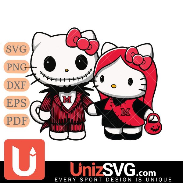 Miami RedHawks Hello Kitty Skellington & Sally Horror