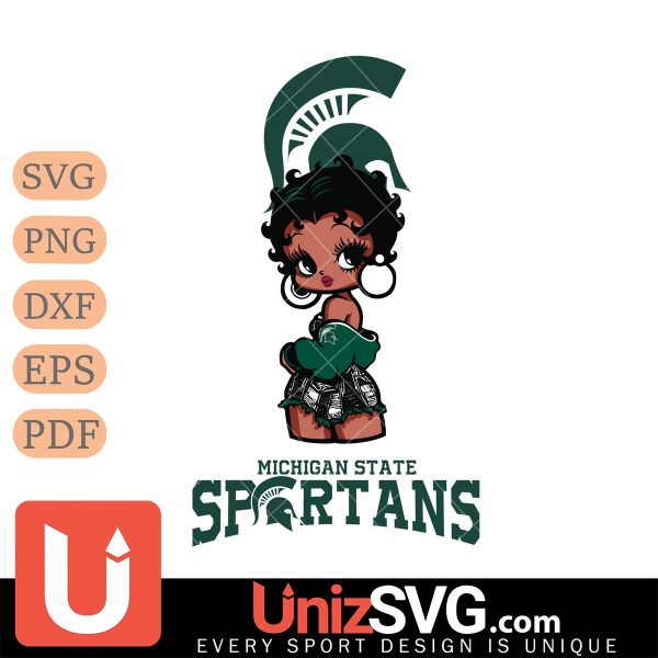 Michigan State Spartans Betty Boop Black Fan Girl